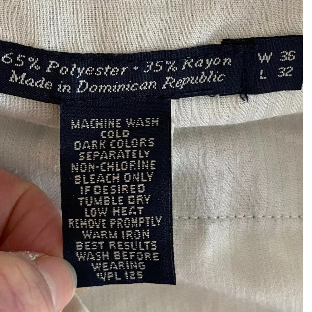 Chaps Ralph Lauren Trousers Striped Pleated 34x32